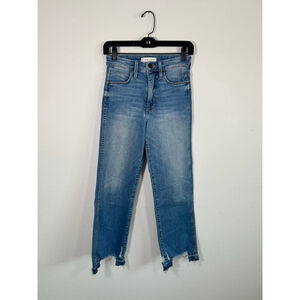 Women's Whetherly Blue Straight Leg Jeans Size 24 Raw Hem